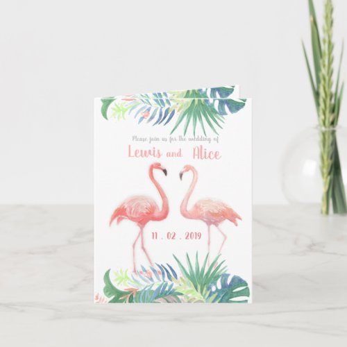 Lovely Fairy Tale For Two Flamingo Tropical Flower Invitation
