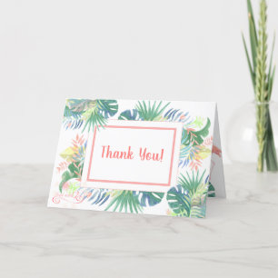 Lovely Fairy Tale For Two Flamingo Tropical Flower Letterpress Thank You Card