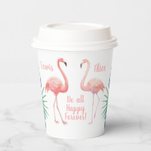 Lovely Fairy Tale For Two Flamingo Tropical Flower Paper Cups
