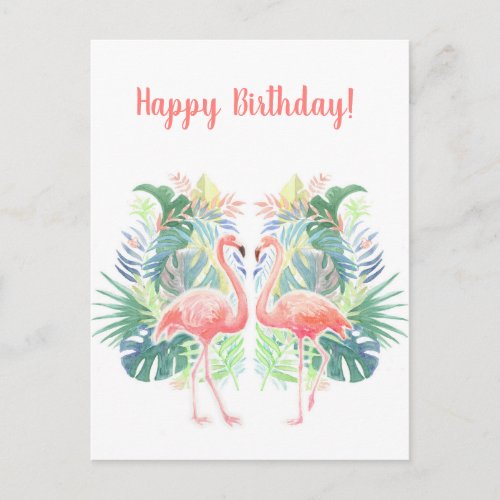Lovely Fairy Tale For Two Flamingo Tropical Flower Postcard