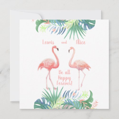 Lovely Fairy Tale For Two Flamingo Tropical Flower Save The Date