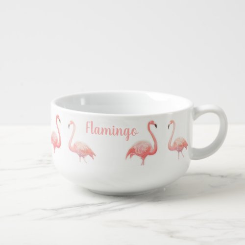 Lovely Fairy Tale For Two Flamingo Tropical Flower Soup Mug