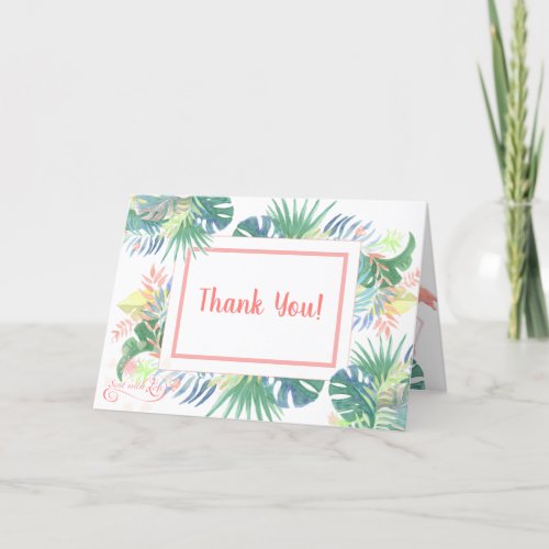 Lovely Fairy Tale For Two Flamingo Tropical Flower Thank You Card