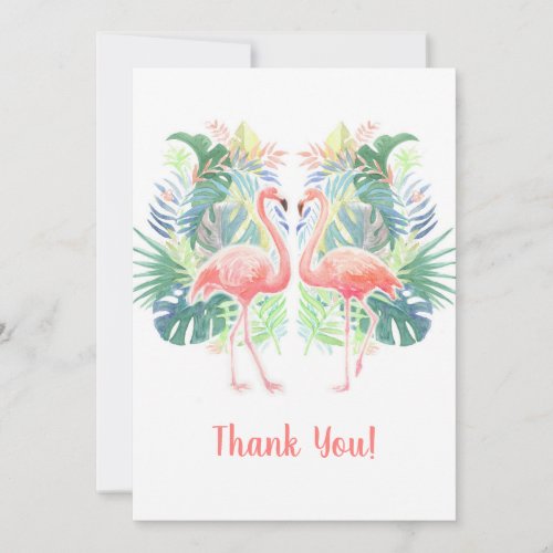Lovely Fairy Tale For Two Flamingo Tropical Flower Thank You Card