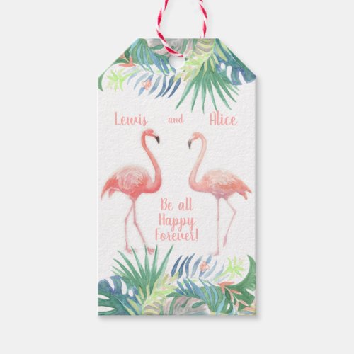 Lovely Fairy Tale For Two Flamingo _ Watercolor Gift Tags