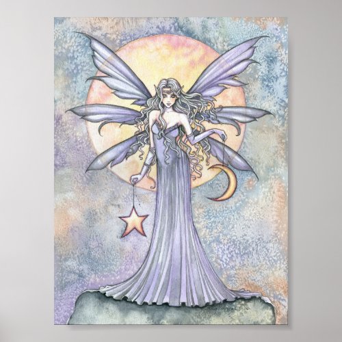 Lovely Fairy with Star and Moon Poster Print