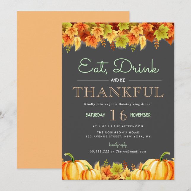 Lovely Fall foliage thanksgiving dinner Invitation (Front/Back)