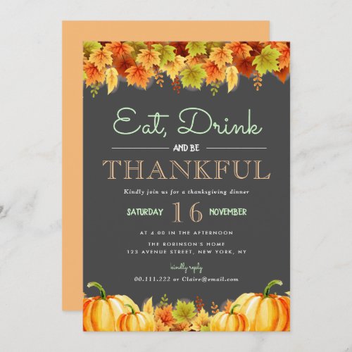 Lovely Fall foliage thanksgiving dinner Invitation