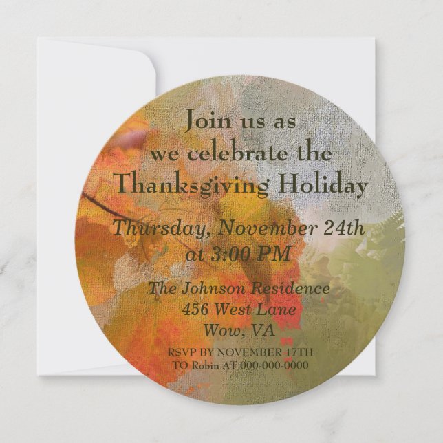 Lovely Fall Leaves Thanksgiving Holiday Dinner Invitation (Front)