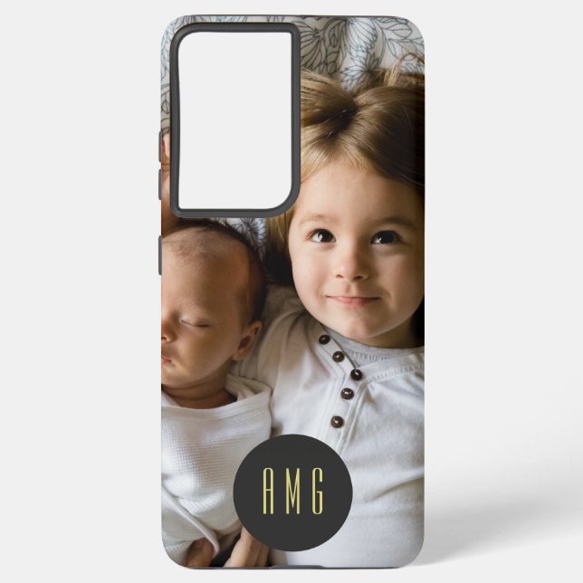 Lovely Family Photo & Monogram Samsung Galaxy Case (Back)