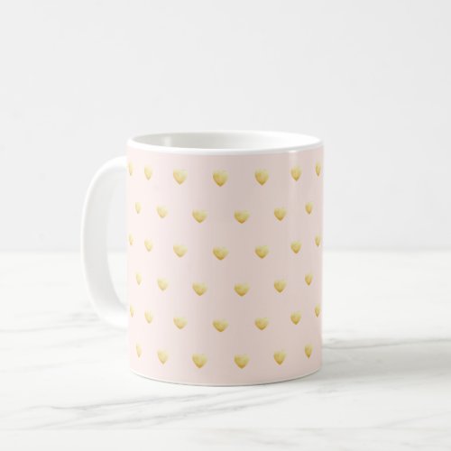 Lovely Faux Gold Hearts on Pale Blush Coffee Mug