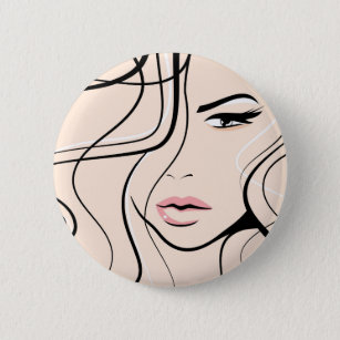 Lovely female face button