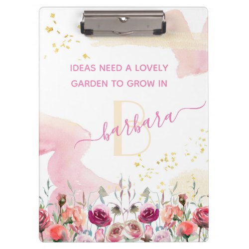 Lovely Feminine Floral Garden Monogram Name    Clipboard