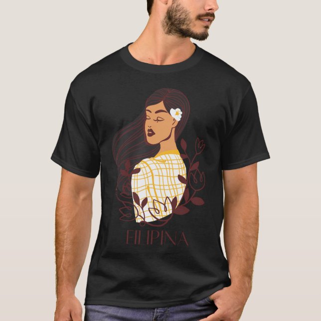 Lovely Filipina Pinay Filipiniana Filipino With Sa T-Shirt (Front)