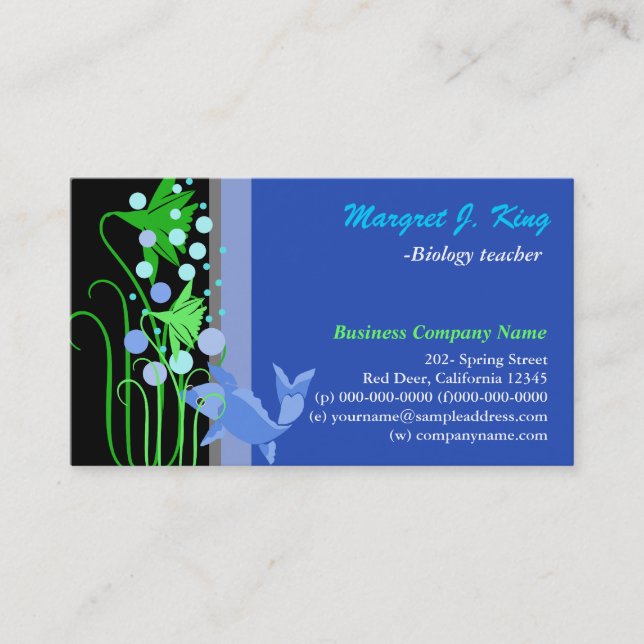 Lovely fish and water grass business cards. business card (Front)