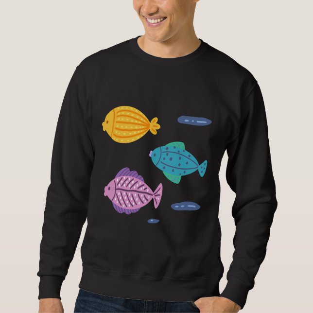 Lovely Fishes Stickers Sweatshirt (Front)