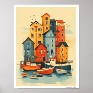Lovely FISHING VILLAGE Poster