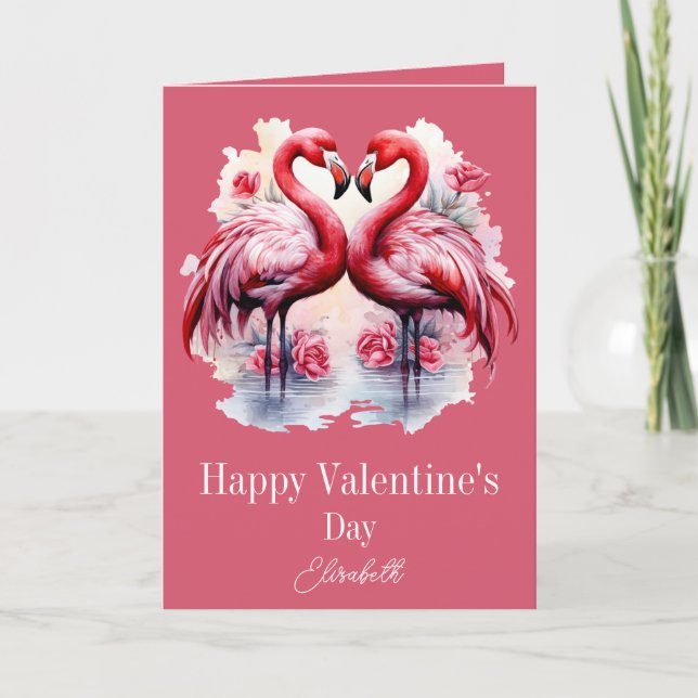 Lovely Flamingos Valentine's Day Card (Front)
