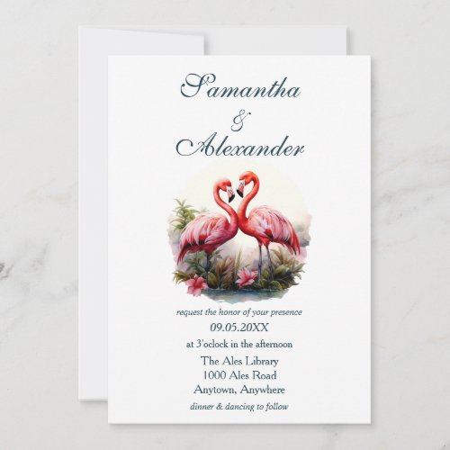 Lovely Flamingos Wedding Invitation