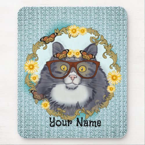 Lovely Floof Cat custom name Mouse Pad