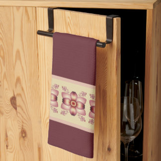 Lovely floral accented burgundy and cream kitchen towel