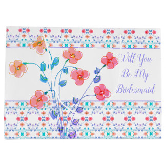 Lovely Floral Accented Pretty Large Gift Bag