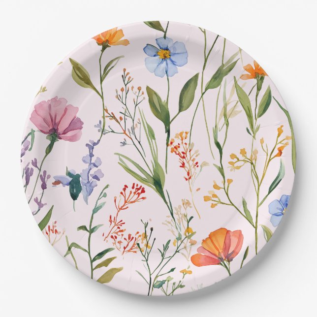 Lovely Floral Baby Shower Paper Plates (Front)
