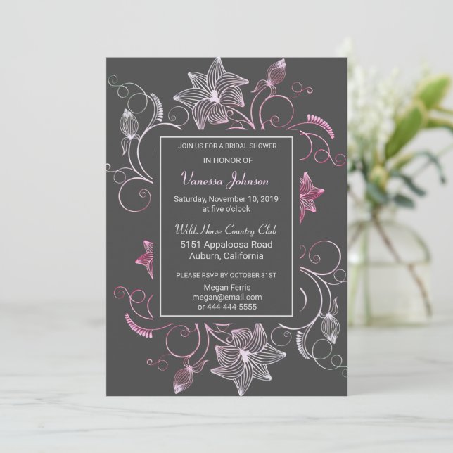 Lovely Floral Bridal Shower Invitation (Standing Front)