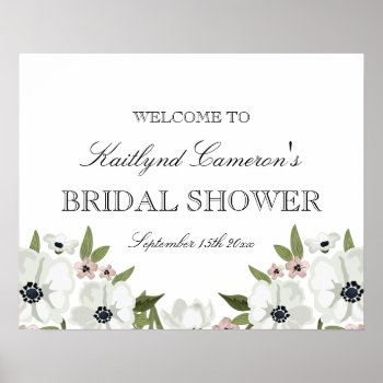 Lovely Floral Bridal Shower Sign by Whimzy_Designs at Zazzle