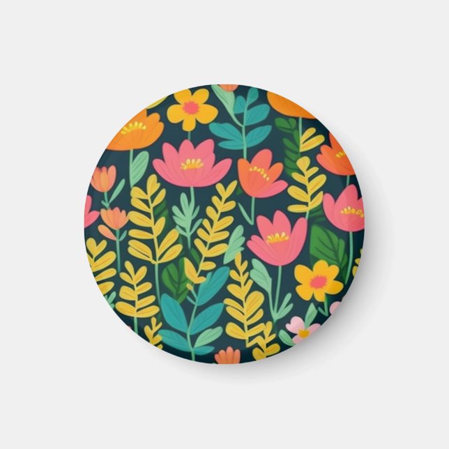 Lovely floral colorful field magnet (Front)