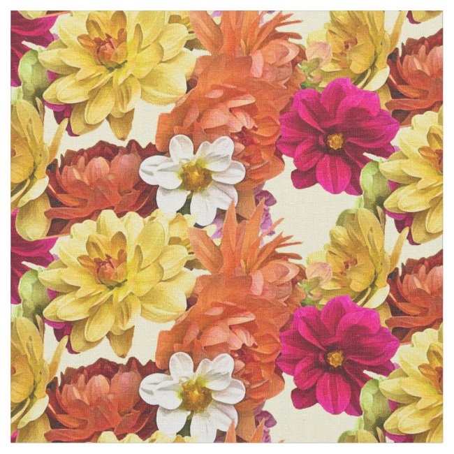 Lovely Floral Dahlia Flower Pattern Fabric