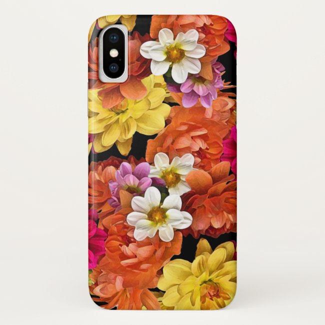 Lovely Floral Dahlia Flowers iPhone X Case