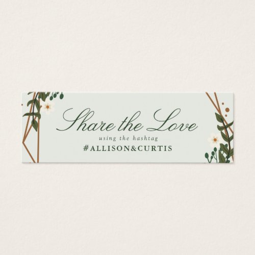 Lovely floral geometric wedding hashtag card