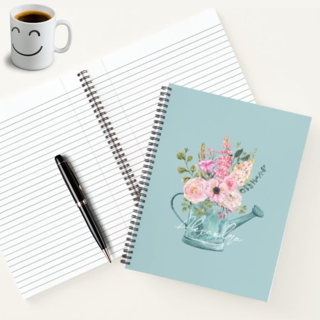 Lovely floral gift script monogrammed Blue Notebook (Creator Uploaded)