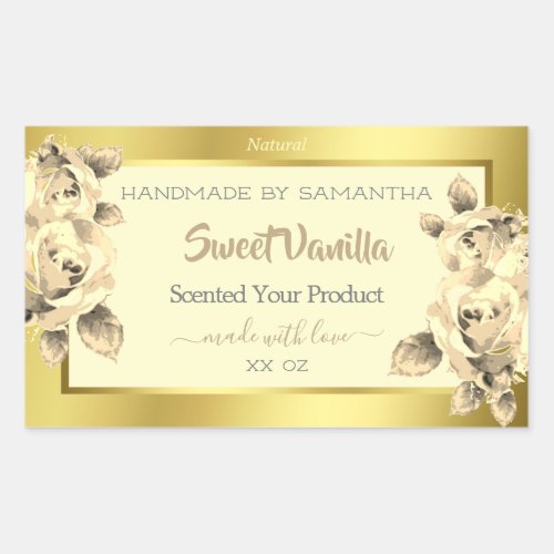 Lovely Floral Gold Cream Product Packaging Labels