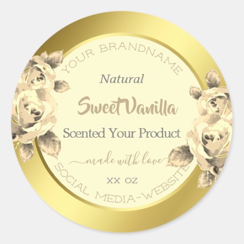 Lovely Floral Gold Cream Product Packaging Labels