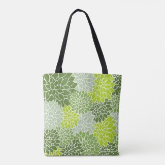 Lovely Floral Green All Over Print Tote Bag