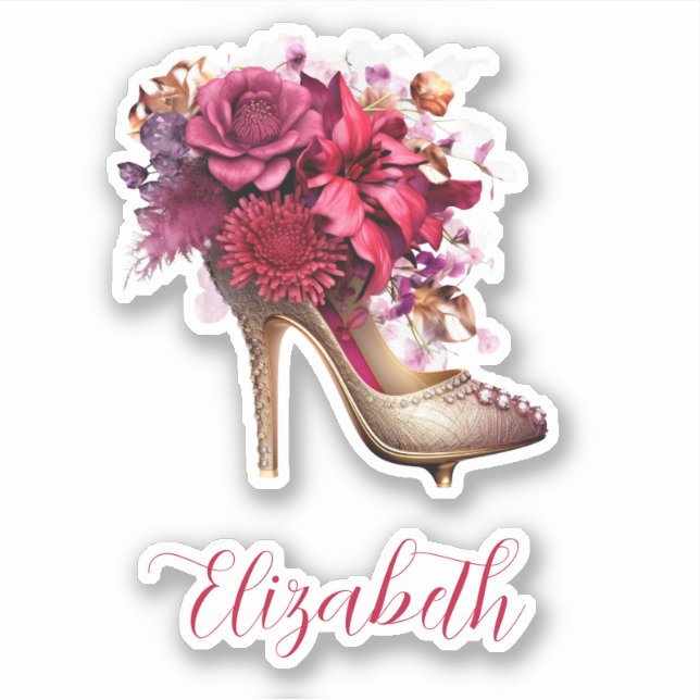 Lovely Floral High Heel Sticker (Front)