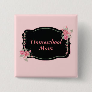 Lovely Floral Homeschool Mom Button