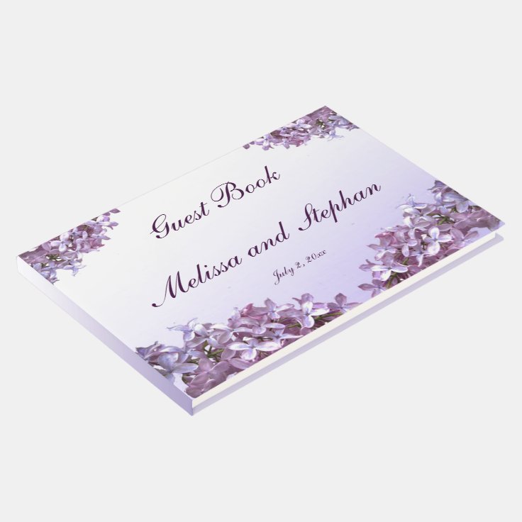 Lovely Floral Lilac Flowers Wedding Guest Book Zazzle