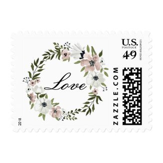Lovely Floral Love Postage Stamps at UniqueRusticWeddingInvitations.com