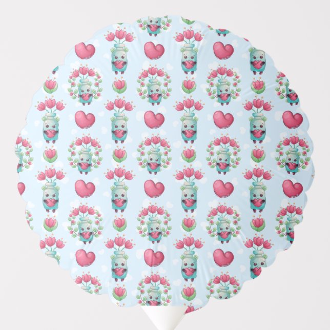 Lovely Floral Mason Jar Hearts Pattern Balloon (Front)