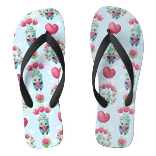 Lovely Floral Mason Jar Hearts Pattern Flip Flops