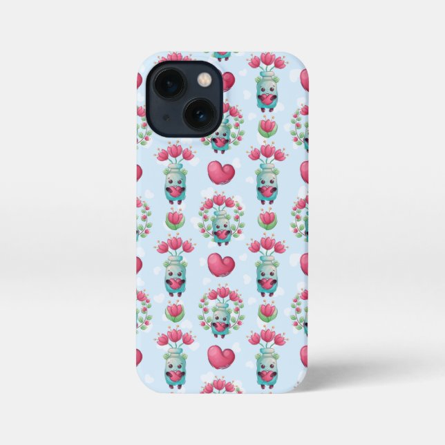 Lovely Floral Mason Jar Hearts Pattern iPhone Case (Back)