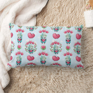 Lovely Floral Mason Jar Hearts Pattern Lumbar Pillow
