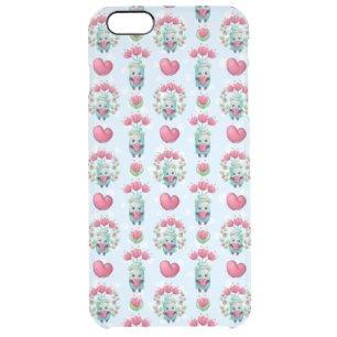 Lovely Floral Mason Jar Hearts Pattern Clear iPhone 6 Plus Case