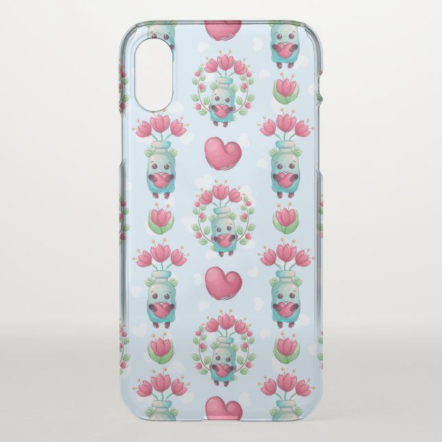 Lovely Floral Mason Jar Hearts Pattern Uncommon iPhone Case (Back)