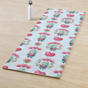 Lovely Floral Mason Jar Hearts Pattern Yoga Mat