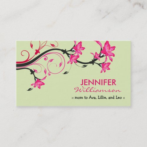 Lovely Floral Mommy Calling Card :: green/pink Business Card Template