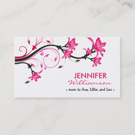Customizable Lovely Floral Mommy Calling Card :: white/pink Business Cards